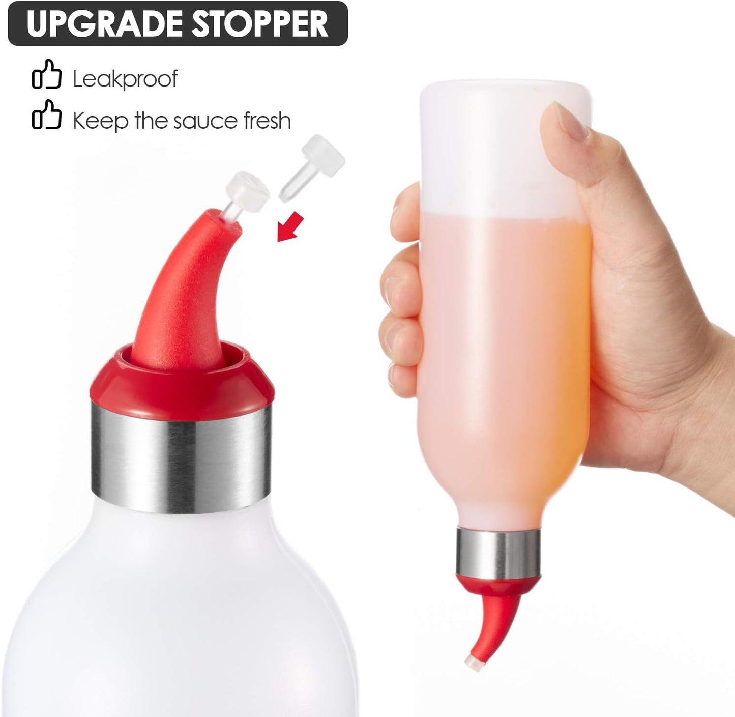 Condiment Squeeze Bottle Sauce Squeeze Squirt Bottle for Kitchen Plastic Syrup Container Food Dispenser for Oil Ketchup Griddle Hot Sauce
