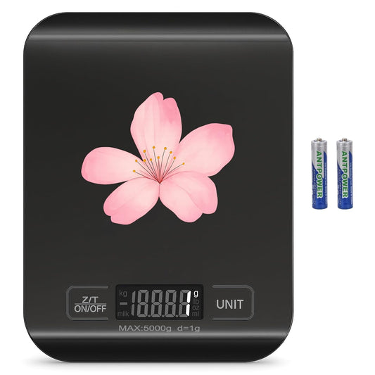 Kitchen Food Digital Scale Portable Postal Scale for Small Business Packages, Food, Handmade Goods, Liquids, with Large LCD Display High-Precision 1g Accuracy (Rose Gold Rechargeable(5kg/1g))