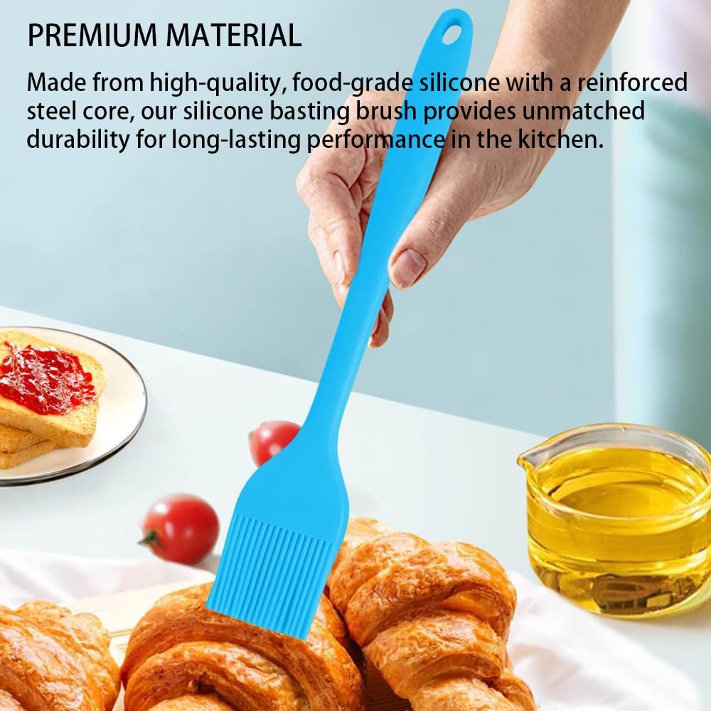 Silicone Basting Pastry Brushes Set, 2 Pcs Heat Resistant Kitchen Cooking Baking Brush for Oil Butter Sauce BBQ Grill, BPA Free, Dishwasher Safe, 8&10 inch