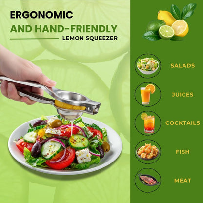 Lemon Squeezer Stainless Steel – Heavy Duty Manual Citrus Juicer Hand Press for Lemon Lime Orange – Ergonomic Non-Slip Handle, Rust-Resistant, Dishwasher Safe Kitchen Tool