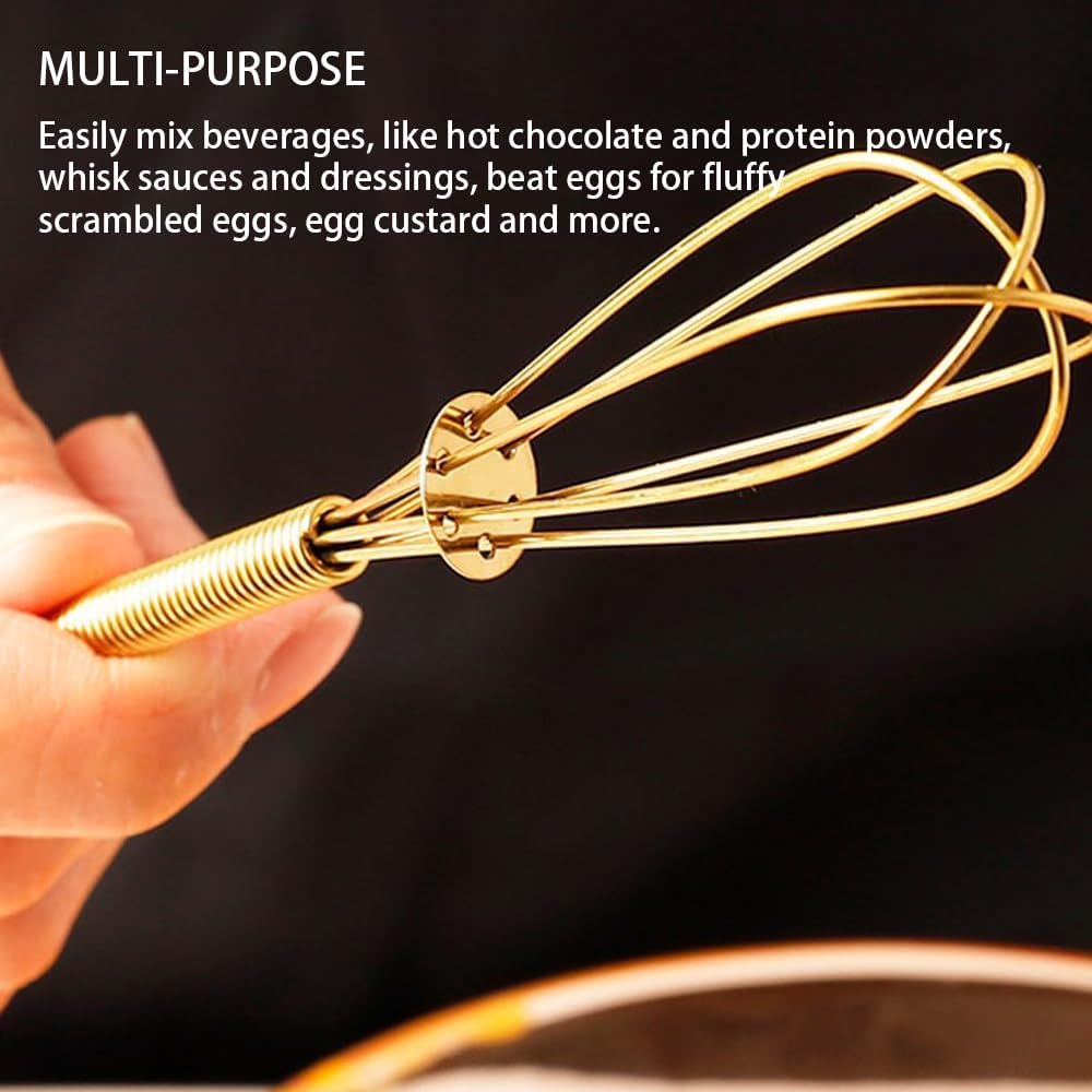 Stainless Steel Mini Whisk 2 Pcs, Small Wire Whisks Set with Wooden Handle, Kitchen Egg Beater Mini Hand Mixer for Cooking, 7.8inch