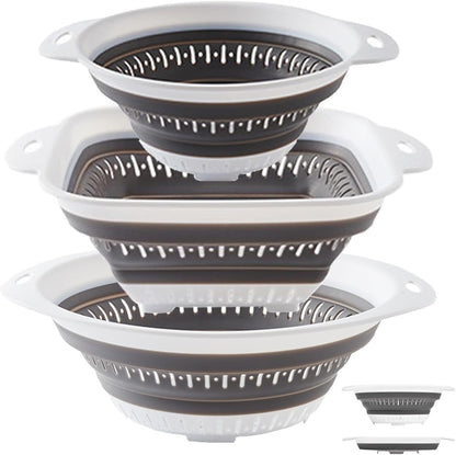 Collapsible Colander and Strainer,Silicone Strainer Colanders & Food Strainers,for Vegetable and Fruit, Kitchen Essentials (2, Blue, 1.3L+2.5L)