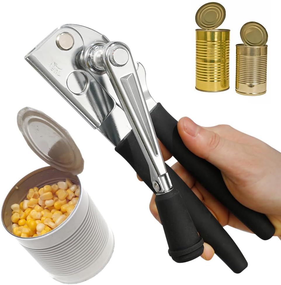 NUFR Crank Can Openers Manual,Heavy Duty Commercial Can Opener with Rubber-coated Long Handles
