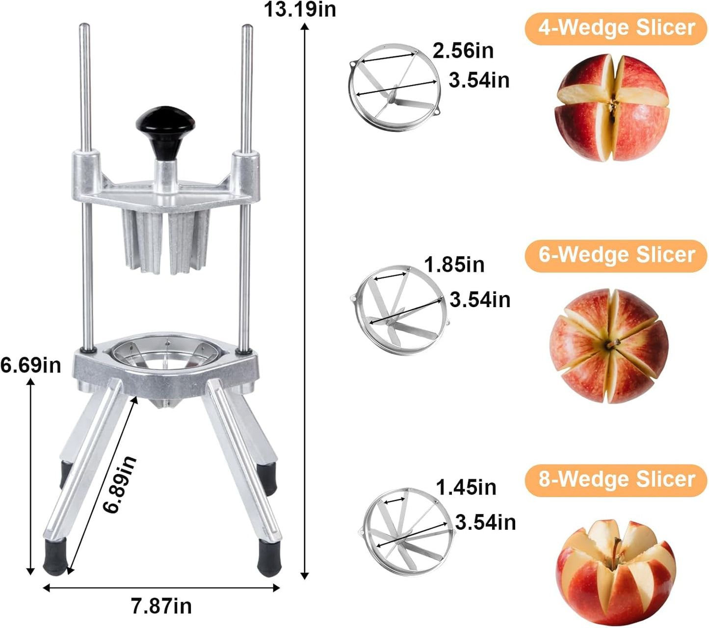 2-in-1 Commercial Juicer & Vegetable Chopper – Heavy Duty Cast Iron Manual Citrus Press with Stainless Steel Food Dicer, French Fry Cutter, 1/2" 3/8" 1/4" Blades for Potatoes