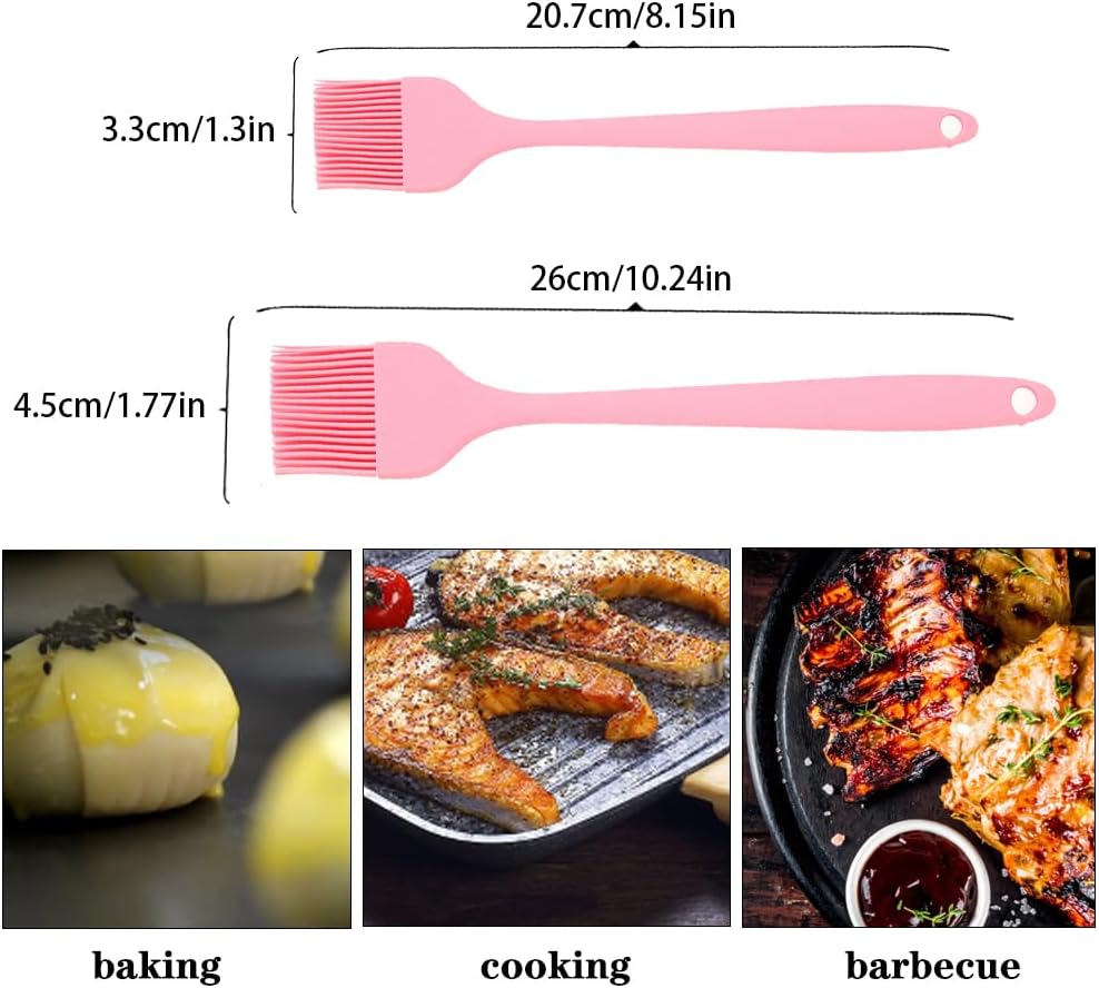 Silicone Basting Pastry Brushes Set, 2 Pcs Heat Resistant Kitchen Cooking Baking Brush for Oil Butter Sauce BBQ Grill, BPA Free, Dishwasher Safe, 8&10 inch