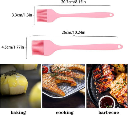 Silicone Basting Pastry Brushes Set, 2 Pcs Heat Resistant Kitchen Cooking Baking Brush for Oil Butter Sauce BBQ Grill, BPA Free, Dishwasher Safe, 8&10 inch