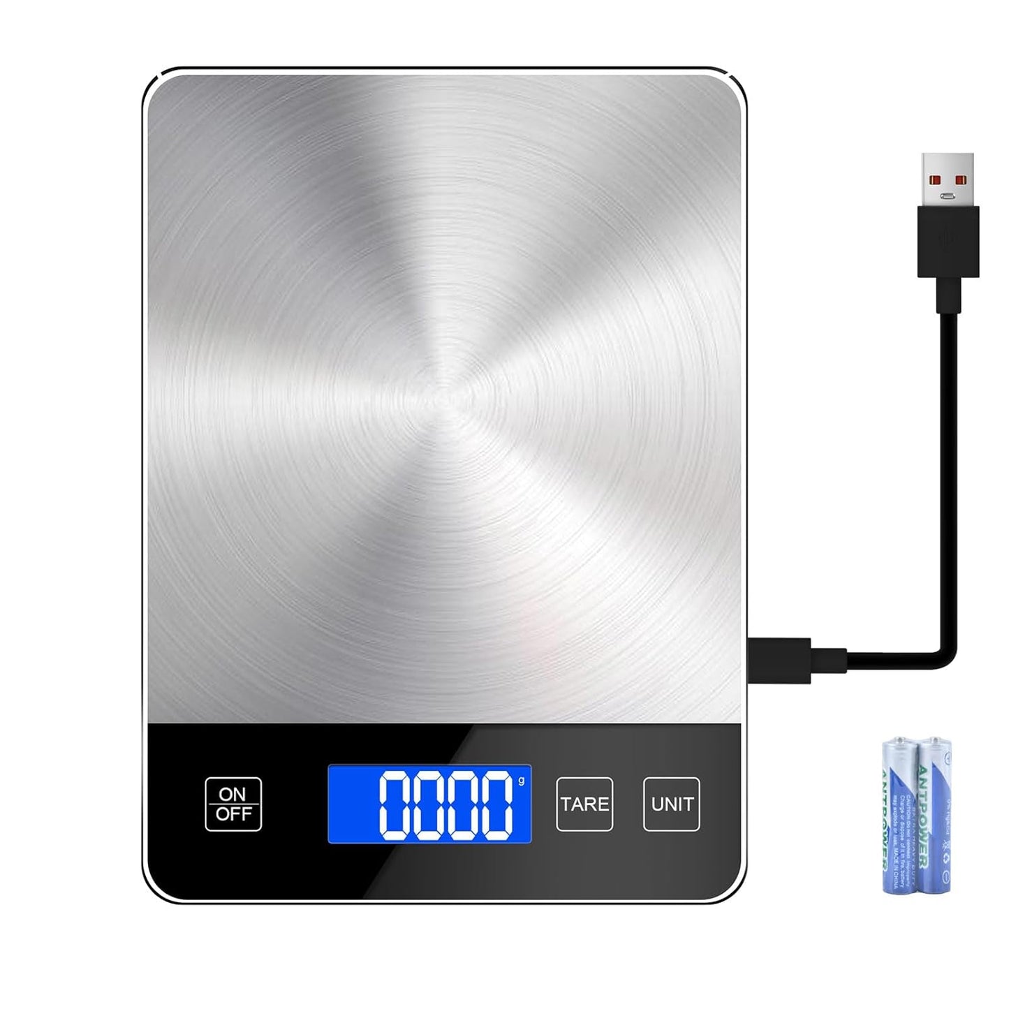 33lb Digital Scale Kitchen Food Scale Weight Grams and Ounces Pounds/Ounces/Grams be Freely Changed for Daily Use, Home Baking Stainless Steel Material