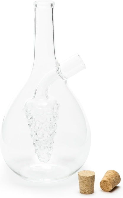 Fox Run 7050 Run Grape Motif Oil and Vinegar Cruet Dispenser Bottle, Clear Borosilicate Glass