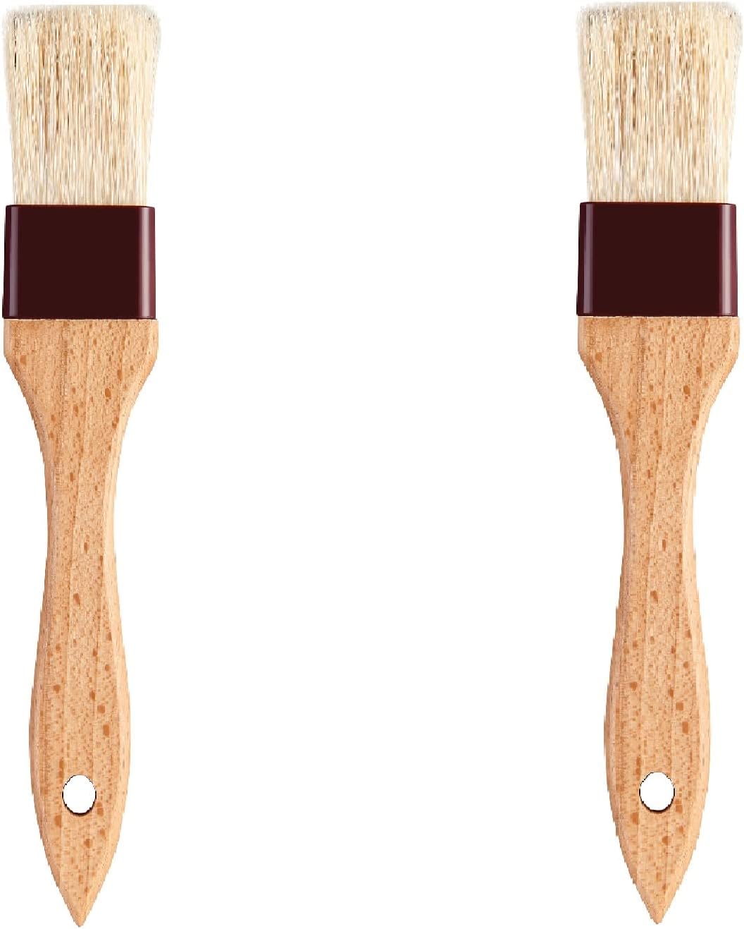 Mrs. Anderson's Baking Solid-Ferrule Natural Boar Bristles Pastry Basting Brush, 2" x 8.25"