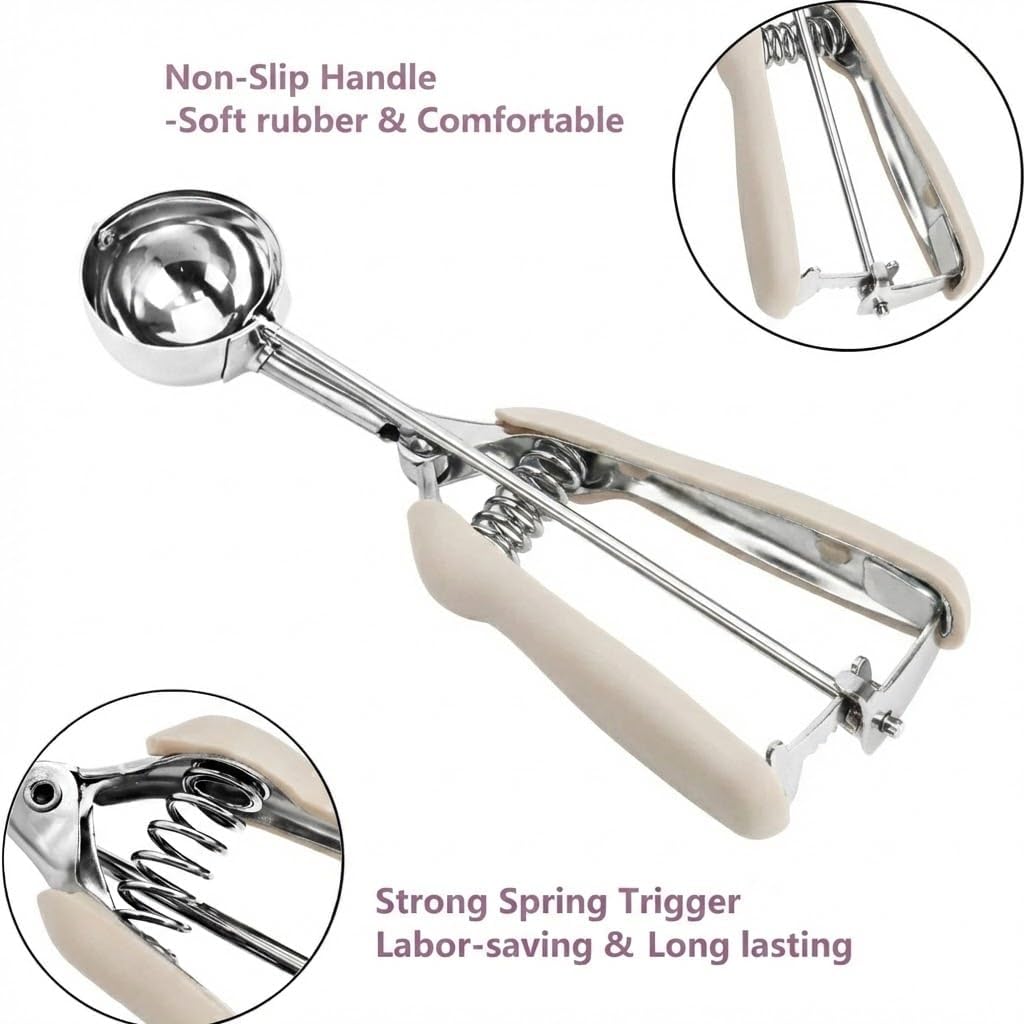 Ice Cream Scoop, 18/8 Stainless Steel Cookie Scoop, Cookie Scoops for Baking, 2 Tbsp/ 30 ml/ 1 oz Cookie Dough Scoop, Ice Cream Scooper with Trigger Release, Cookie Scooper for Baking