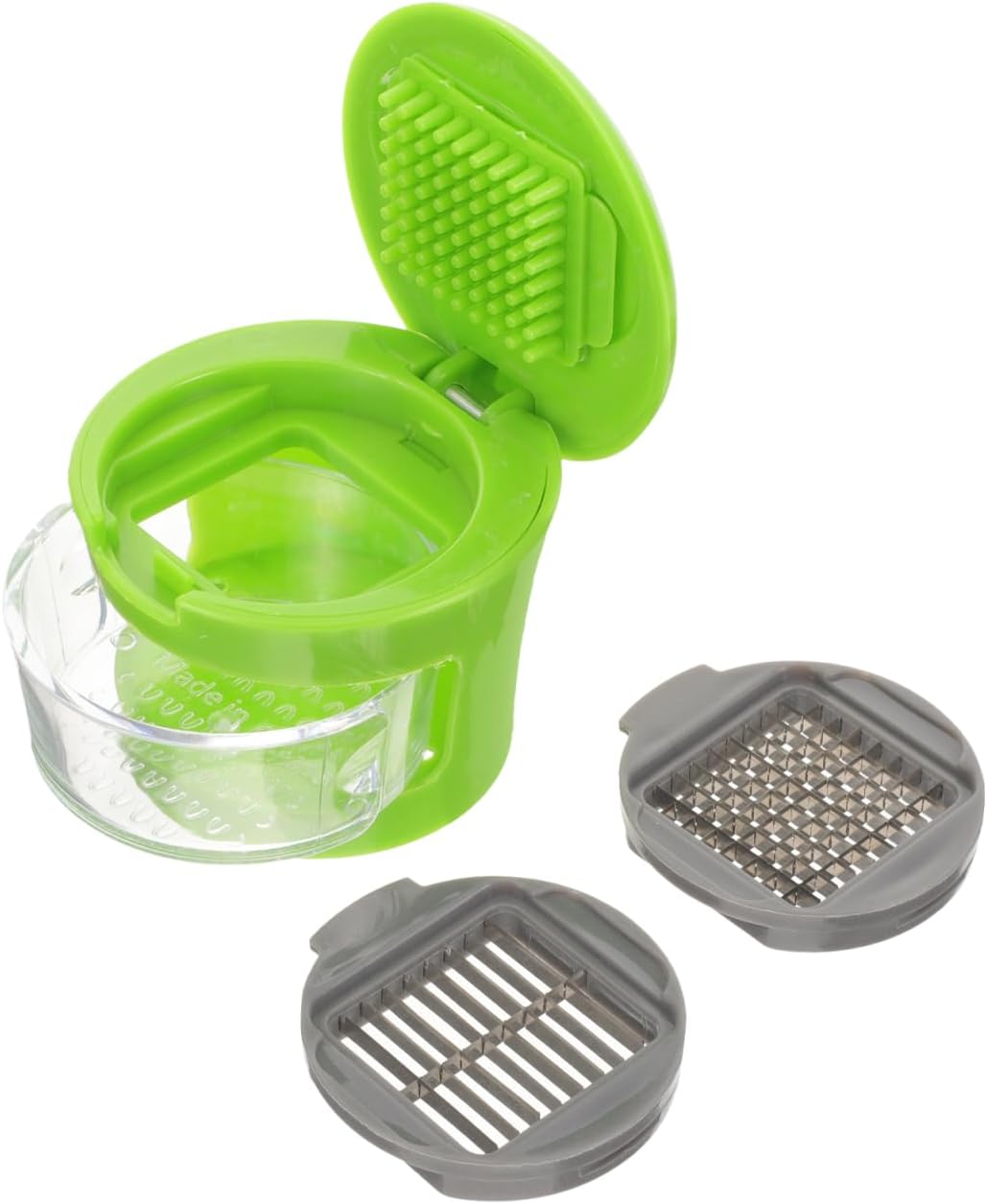 PRETYZOOM 1PC Mini Garlic Chopper with Container, Manual Garlic Press with Stainless Steel Blade, Handheld Mincer Presser Kitchen Gadget- 2.5x2.5x2.9''