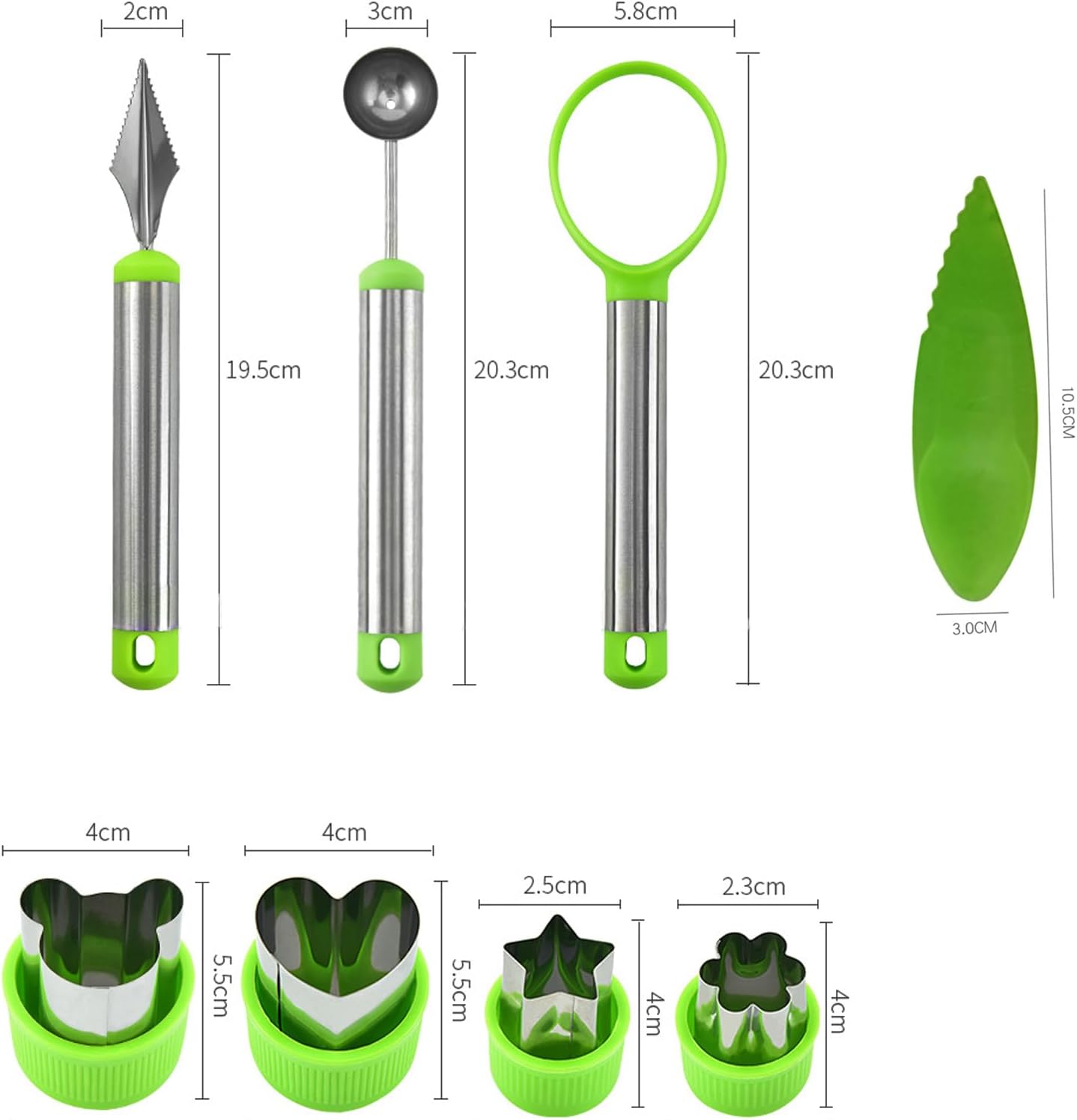9PCS Fruit Scooper Cutter Shapes Seed Remover Set, Fruit Slicers for Apple Slicer, Avocado Watermelon Cutter, Kiwifruit Scooper, 304 Stainless Steel