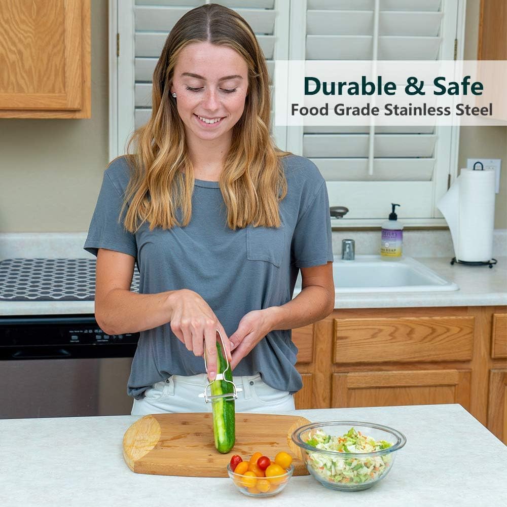 2 Pack Vegetable Peeler Stainless Steel for Kitchen - Y Peeler Safe to Use, Veggie Potato Fruit Carrot Cucumber Peeler, Easy to Peel & Clean