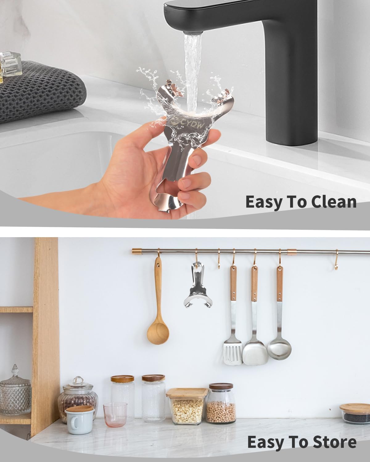 CYDW Mason Jar Opener Tool with Soft Touch Handle, No Lid Dents or Damage, Can Opener Manual Multi-Purpose, Easy Twist Manual Handheld Top Remover, Canning Supplies, Bottle Opener, Made for Lifetime