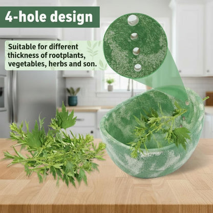 Handmade Ceramic Herb Stripper Bowl, Pottery Herb Stripping Bowl Peeling Cup with Different Hole Sizes for Separating Leaves and Stems (White)