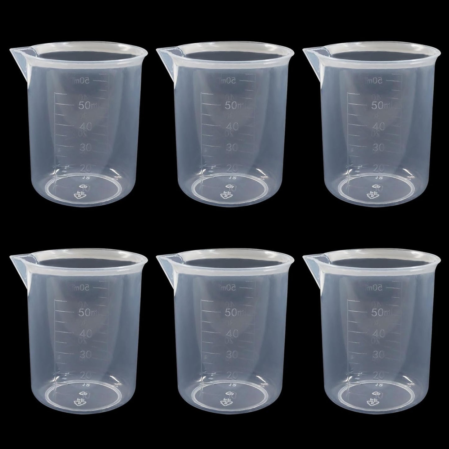 4 Pcs 50ml / 100ml /150ml /300ml Capacity Clear Measuring Cup, Transparent Lab Liquid Mixing Cups, Plastic Graduated Beakers for Kitchen Cooking Medicine Measure Tool
