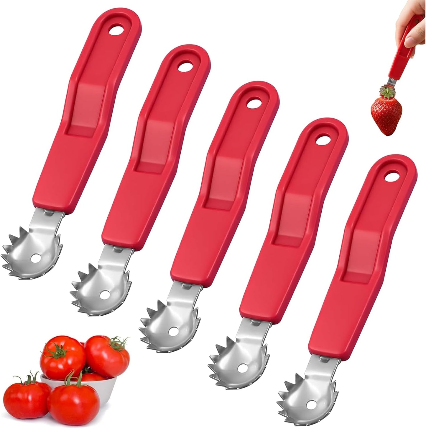 Tomato Corer Tool Strawberry Corer Tool,Stainless Steel Tomato Corer,Practical Kitchen Tools,For Tomato Strawberry,Dessert Making And Salad Making(5 Pcs)