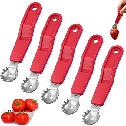 Tomato Corer Tool Strawberry Corer Tool,Stainless Steel Tomato Corer,Practical Kitchen Tools,For Tomato Strawberry,Dessert Making And Salad Making(5 Pcs)