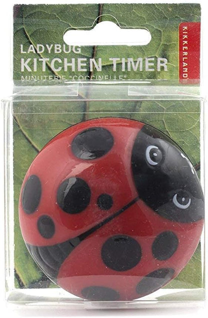 Kikkerland Ladybug Kitchen Timer, Red (KT21-A), 5.7 x 5.7 x 4.4 cm