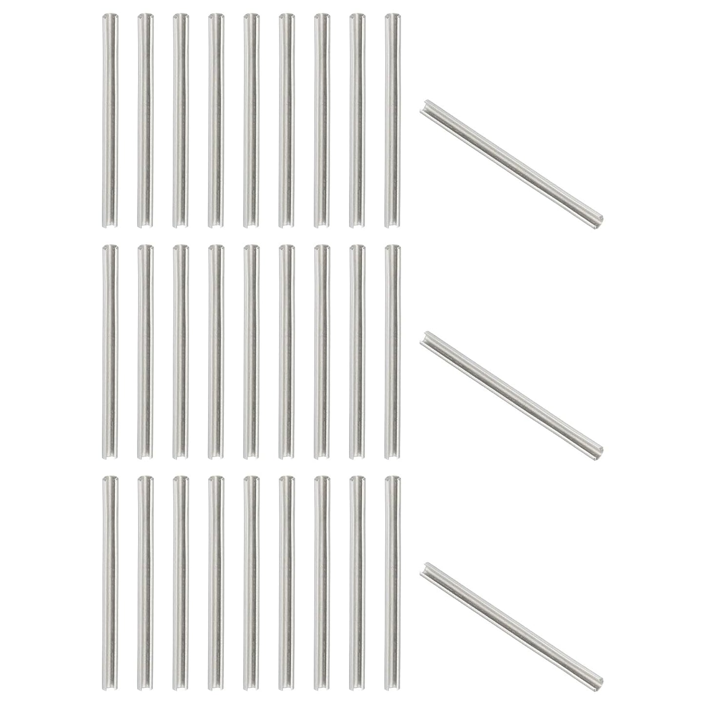 PATIKIL Slotted Spring Pin, 50 Pcs 1/8" x 3/4" (3.2mm x 20mm) 304 Stainless Steel Split Roll Pins Spring Dowel for Home Improvement Automotive Machine Repair, Silver - Colors B