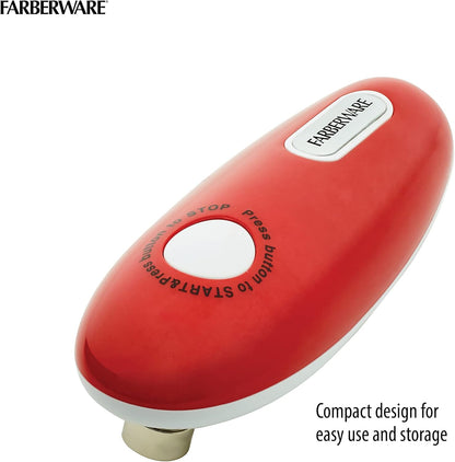 Farberware Compact Battery Operated Hands-Free Automatic Can Opener for any Size Can with Magnet to Safely Remove Lid, Seamless Opening Decreases Sharp Edges for Easily and Safely Opening Cans, Aqua