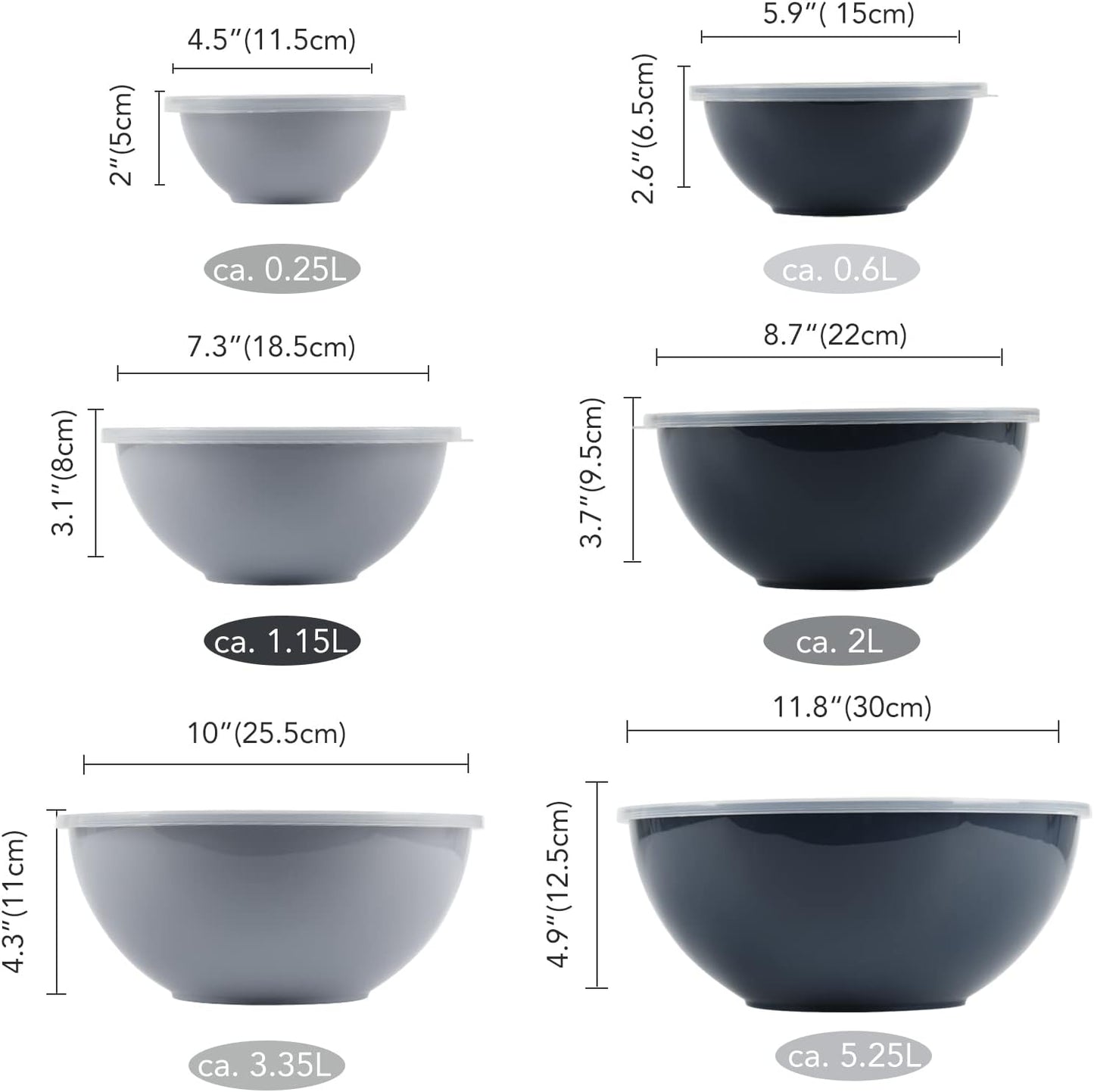 BoxedHome BPA Free Plastic Round Mixing Bowl with Lids, 12 Pack Nesting Bowls with Lids Set, Microwave and Dishwasher Safe Prep & Serving Bowls Great for Mixing, Baking, Serving (Pink, 12pcs)