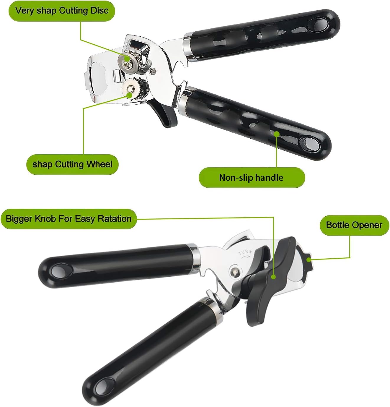 Can Opener, Professional, Stainless Steel, Manual, Food-safe, Good Grips with Built-in Bottle Opener