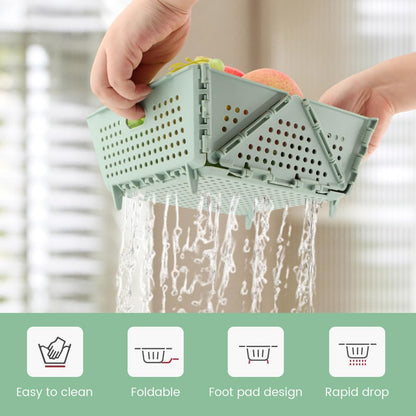 Collapsible Colander for Kitchen, Plastic Fruit Strainer Basket, Space-Saving Food Storage Drain Basket with Efficient Holes for Pasta, Vegetables, Berries Food Cleaning(COLOR:Green)