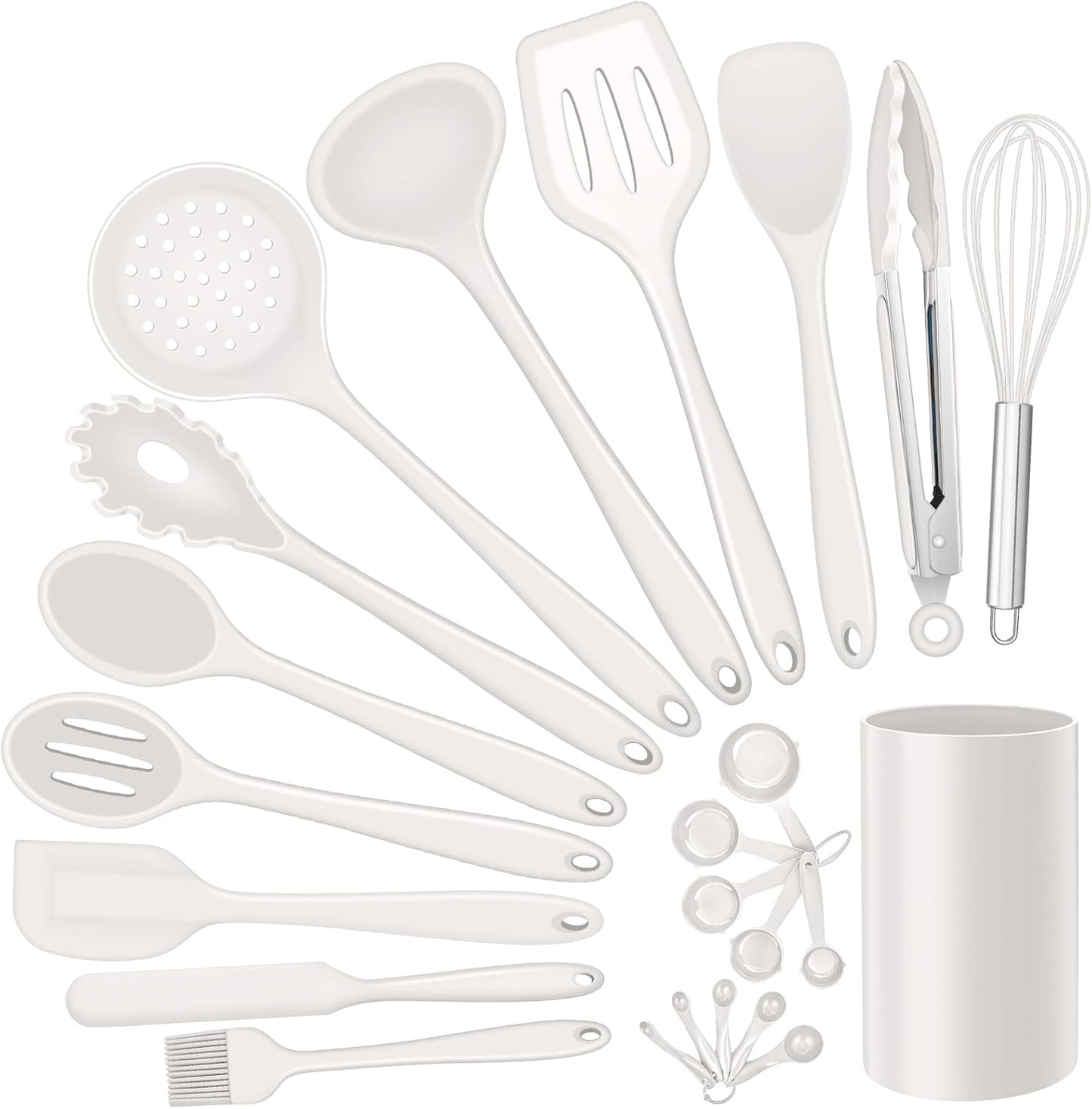 E-far Silicone Cooking Utensils Set, 7-Piece Black Heat Resistant Kitchen Utensils Set, Kitchen Nonstick Tools Spatula Ladle Spoon Pasta Server for Non-stick Cookware, Non-Toxic & Dishwasher safe