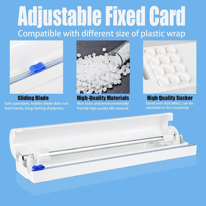 Refillable Plastic Wrap Dispenser with Slide Cutter, Fovanga cling wrap with slide cutter for 250ft Tin Aluminum Foil Dispenser