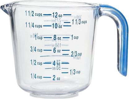 Arrow Home Products 03212 4-1/2 Cup Cool Grip Measure Cup, 36-Ounce Capacity, Plastic with Blue Handle and Graduates