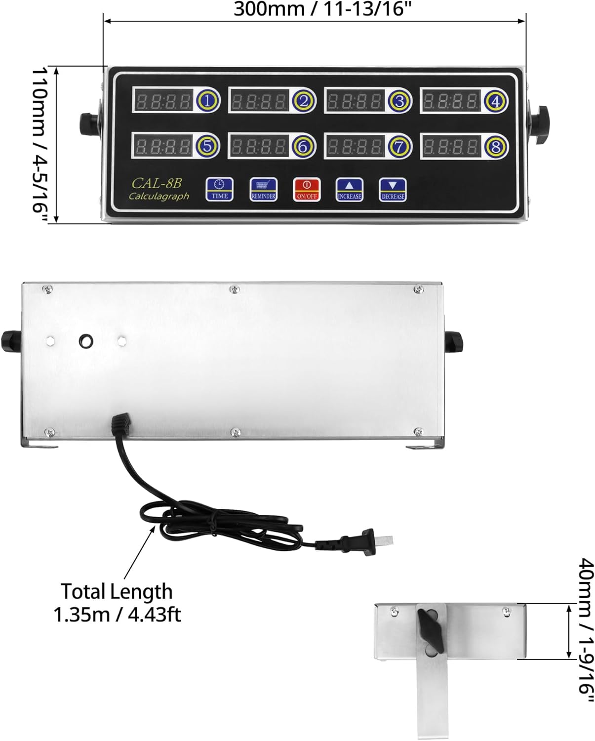 QWORK Digital Kitchen Timer - 8-Channel Multi-Timer with Waterproof Panel, Adjustable Volume