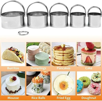 4 Pcs Stainless Steel Biscuit Cutter Set,Including Flour Duster,Pastry Scraper and Dough Blender,Sturdy & Long-Lasting with Ergonomic Rubber Grip,Professional Baking Dough Tools