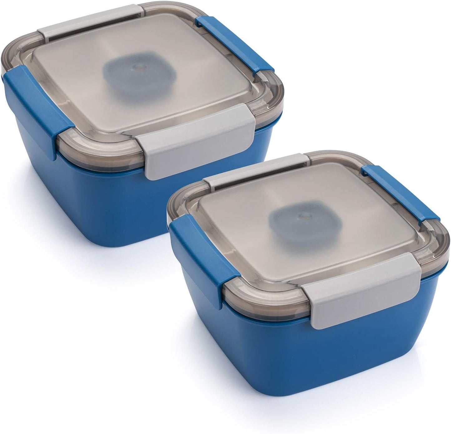 Freshmage Salad Lunch Containers To Go, 2 Pack 52-oz Bowls with 3 Compartments, Dressing Containers for Toppings, Snacks - Pink & Green