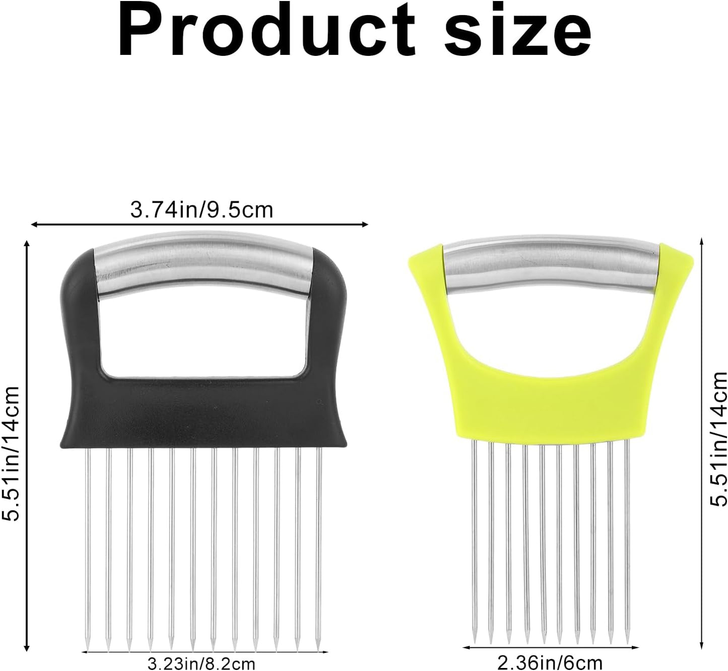 Extra Large Onion Slicing Holder, Stainless Steel Vegetable Onion Cutter Chopper Slicer Holder with 14 Long Needles Practical Kitchen Tool Assistant for Meat Lemon Tomato Avocado Potato