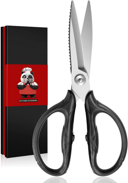 SHAN ZU 8.4" Titanium Heavy Duty Kitchen Scissors - Japanese 5Cr15MoV Stainless Steel Shears, All Purpose Detachable Shears for Meat/Herbs/Poultry, Dishwasher Safe, Gift Box Included (Black)