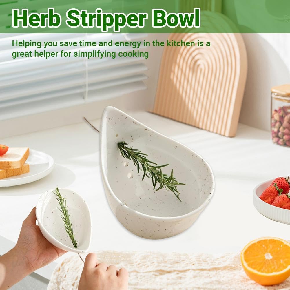 Pottery Herb Stripper Bowl, Handmade Ceramic Herb Peeling Bowl, Herbs Stripper Tool 5 Holes for Separating Leaves and Stems, Pottery Kitchen Tool for Meal Prep, Kitchenware for root removal