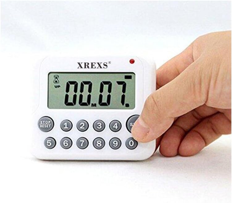 XREXS Digital Kitchen Timer Magnetic Countdown Up Cooking Timer Clock with Magnet Back and Clip, Loud Alarm, Large Display Minutes and Seconds Directly Input-White (2 Pcs, Battery Included) PS-367