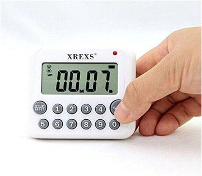XREXS Digital Kitchen Timer Magnetic Countdown Up Cooking Timer Clock with Magnet Back and Clip, Loud Alarm, Large Display Minutes and Seconds Directly Input-White (2 Pcs, Battery Included) PS-367