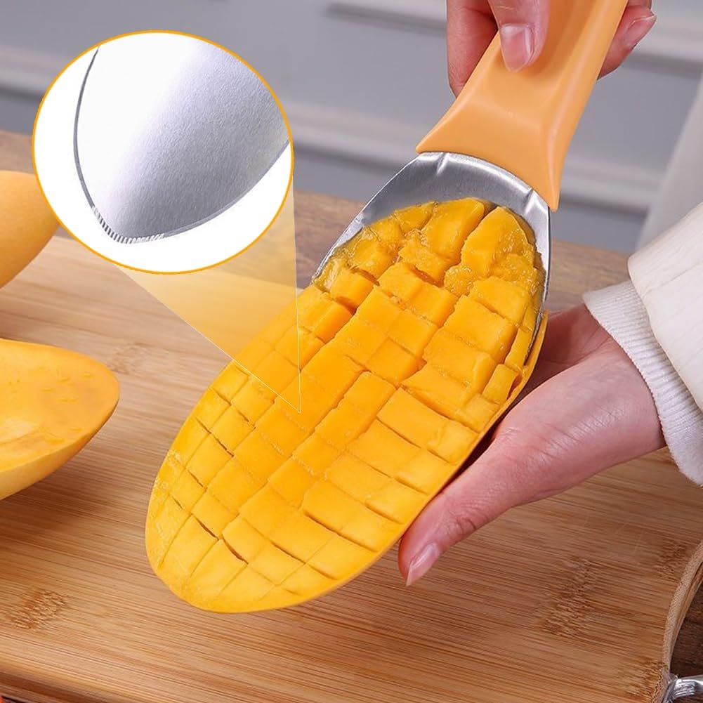 2 Pcs Mango Slicer Cutting Tool, Watermelon Cutter Tool, Mango Splitter Dragon Fruit Prep Tool, Mango Pitter and Peeler with Non-Slip Handle Kitchen Tools for papaya, avocado, Kiwi