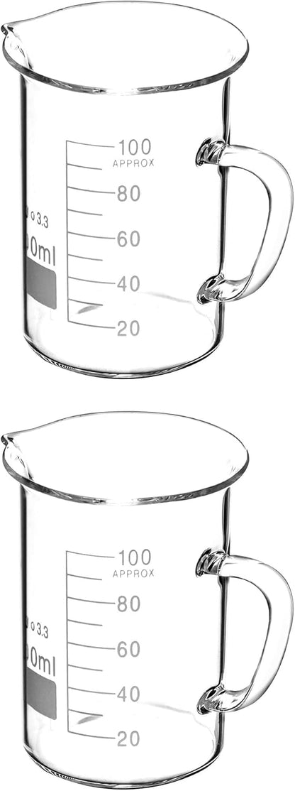 QWORK 500ml Beaker Mug with Handle, Borosilicate Glass Measuring Cup