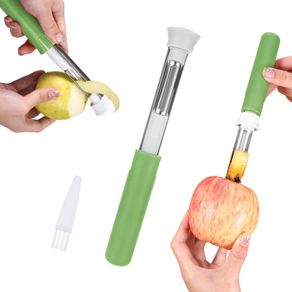 Red Apple Corer and Peeler, Multi Functional Apple Corer for Bell Peppers Pears,Stainless Steel 2-In-1 Household Kitchenware, Plastic-Handle,Fruit and Vegetable Peeling Tool,Christmas Halloween Gifts