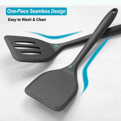 Silicone Spatula Turner Set, High Heat Resistant Spatulas with Seamless One Piece Design, Nonstick Rubber Flippers Utensils for Baking & Cooking,BPA-Free, Starry Blue,11IN