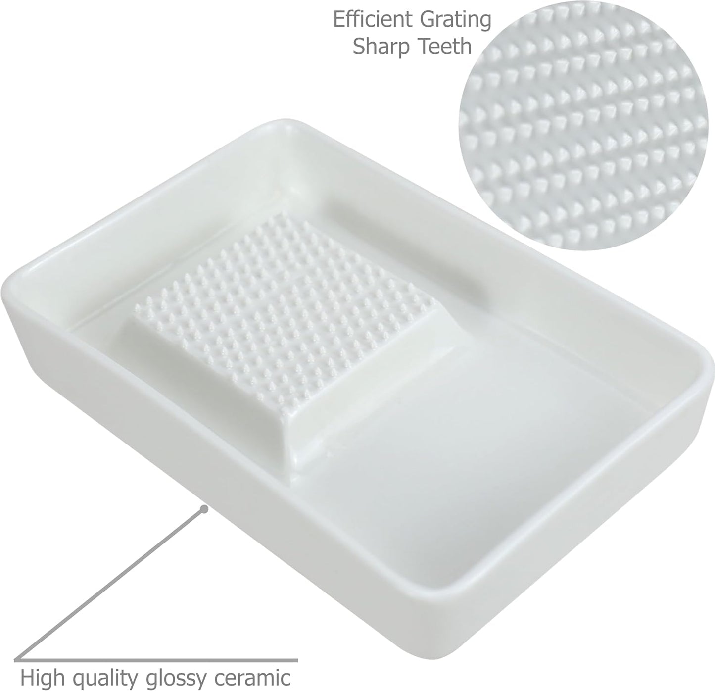 EIKS Ceramics Grater Plate for Ginger Garlic Wasabi Daikon Fruits Root Vegetable Cooking Preparation (Spade-shaped)