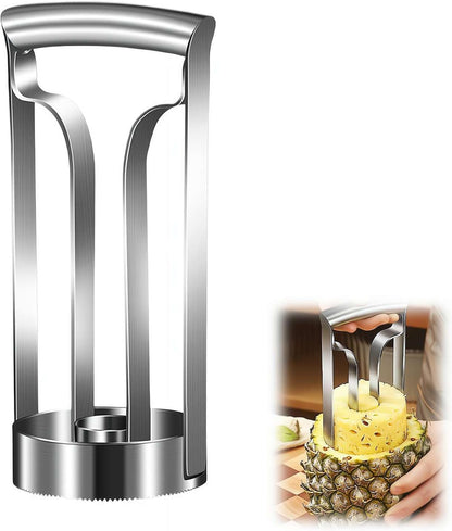 Stainless Steel Pineapple Corer – 304 Heavy Duty Fruit Slicer & Core Remover, 10-Second Pineapple Peeler Tool, Ergonomic Kitchen Gadget for Pineapple Rings, Easy Storage (7.9" Height)