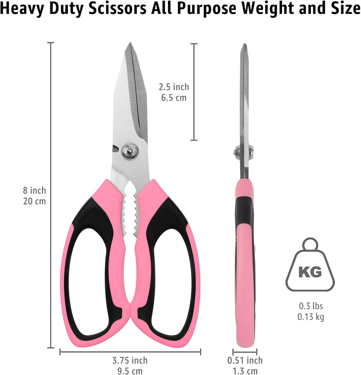 BoFuYuan Utility Scissors Heavy Duty: 8-Inch sharp Scissors All Purpose heavy duty, Serrated Blades Cut Carpet, Cardboard, Wire, Leather, Fabric, Multipurpose Shears for Kitchen, Garden, Office, Craft