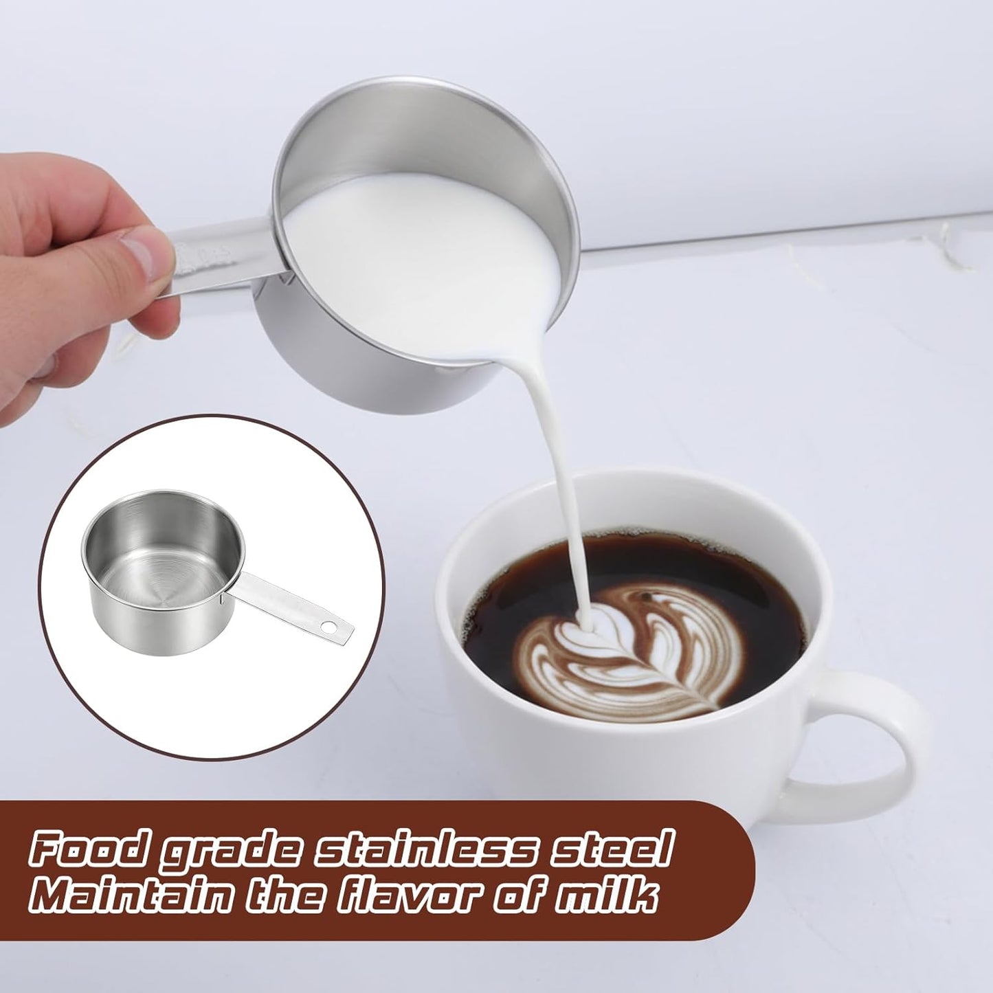 2 Pcs 1/8 Cup (30ml, 1oz) Measuring Cup, Stainless Steel Measuring Scoop Coffee Scoops Small Metal Measure Cups Tablespoon for Wet and Dry Ingredients, Metric and US Measurement, Dishwasher Safe
