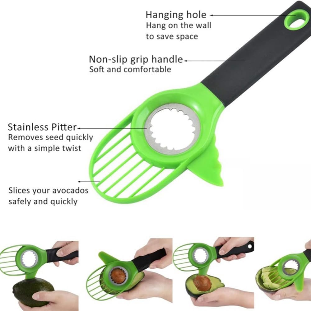 Upgraded Avocado Slicer Tool with Handle, 3-in-1 Avocado Cutter Slicer and Pitter, Avocado Peeler 3 in 1 Avocado Slicer for Kitchen Restaurant (Only Avocado Slicer)