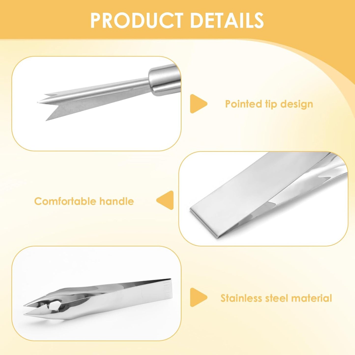 4 Pcs Pineapple Eye Remover Tool Set, Stainless Steel Pineapple Peeler and V-Shape Pineapple Cutter Knife, Multifunction Pineapple Tool for Kitchen, Fruit Store, or Home Use