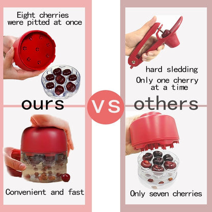 2025 Upgrade Cherry Pitter Tool，8 in 1 Cherry Seed Remover ，Quick Portable Push-Down Cherry Corer for Kitchen, Picnics